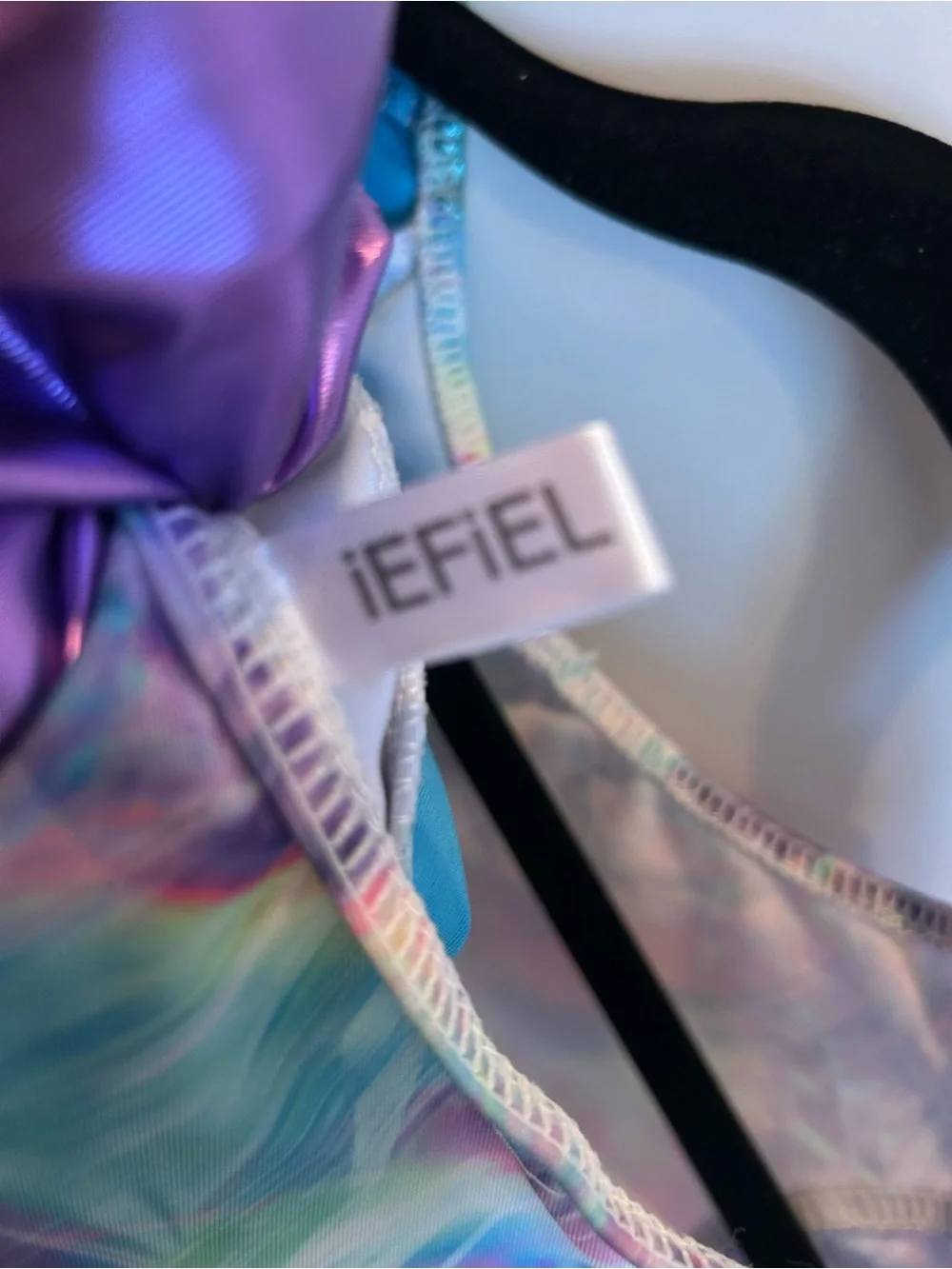 iEFiEL Shimmer Tie-Dye Metallic Girls' Gymnastics Dance Leotard - Teal & Purple